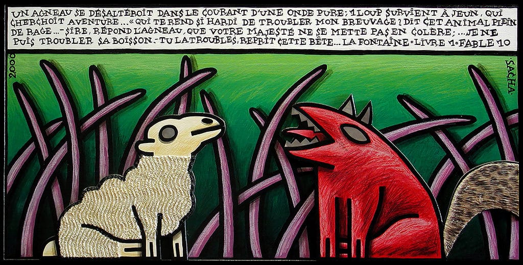Sacha Schwarz - Oeuvres - Fables : Loup et agneau